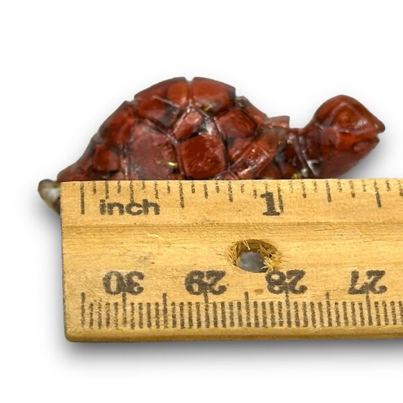 Resin Turtle Inlaid Red Jasper 1" Figurine Clear Root Chakra Balance Power - Picture 7 of 8